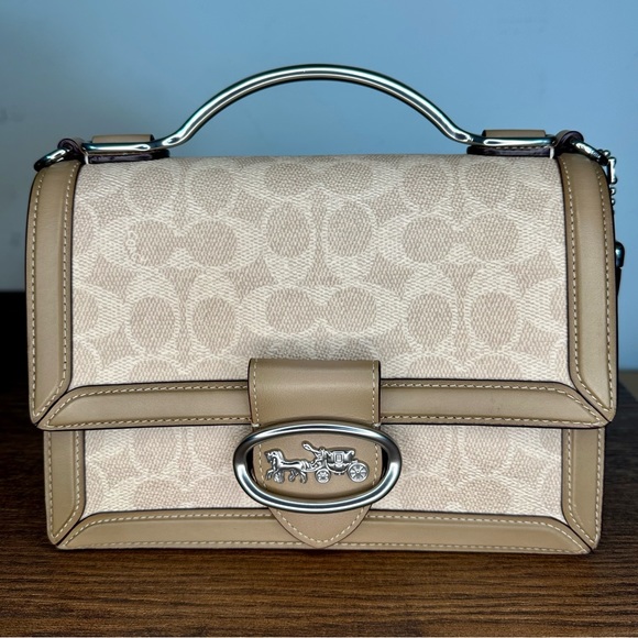 Coach 1941 Riley Top Handle 22 In Signature Canvas in Sand Taupe - Picture 1 of 12